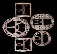 A George III silver and steel shoe buckle, maker TW possibly Thomas Wallis II,