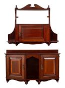 Shapland and Petter A mahogany and inlaid wall mounted cabinet:, of canted design,
