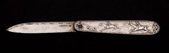 A George IV silver folding fruit knife and fork, maker Joseph Law, John Oxley & Henry Atkin,