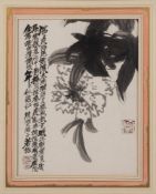A Chinese painting in the style of Shitao: of a floral spray,
