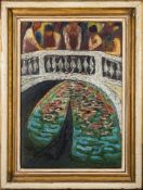 * Zdzislaw Ruszkowski [1907-1990]- Figures on a Venetian bridge,