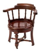A Victorian mahogany captain's chair:,