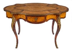 A 19th Century French rosewood, satinwood floral marquetry and gilt metal mounted centre table:,