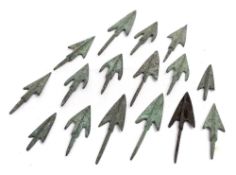 A collection of bronze arrow heads: approx 7.5cm.