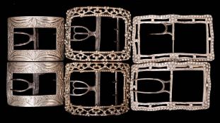 A pair of George III silver and steel shoe buckles, maker John Lambe,