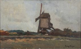 * Frans Slager [1876-1953]- Windmill,:- signed, oil on board, 23 x 38cm.
