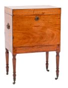 A Regency mahogany and inlaid rectangular cellarette:, bordered with ebony lines,