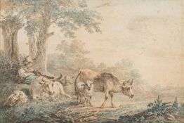 WITHDRAWN Jacob Xavery [1736-1770]- Farmer, cattle and sheep resting beneath a tree,
