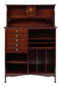 Shapland and Petter A mahogany and inlaid music cabinet:,