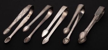 A pair of George III provincial silver sugar tongs, maker Richard Jenkins, Exeter,