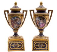 A pair of 'Vienna' two-handled urns,