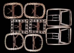 A pair of George III silver and steel shoe buckles, maker Stephen Adams II,