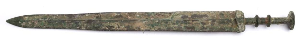A Chinese bronze sword (Jian): having a 44cm.