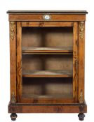A Victorian walnut, inlaid and brass and gilt metal mounted pier cabinet:,