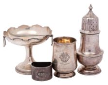 A George V silver sugar caster, maker Alfred Ernest Neighbour, London,