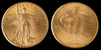 An American Saint Gaudens 20 dollar coin dated 1927,: approximately 33.5gms gross weight.