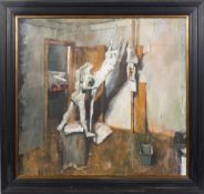 * Robert O Lenkiewicz [1941-2002]- Apollo and Daphne; study of mache figures:- oil on canvas,