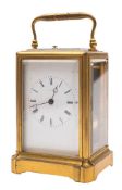 A French one-piece carriage clock: the eight-day duration movement having a silvered platform lever