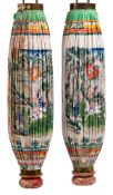 A pair of Chinese paper lanterns: of ovoid outline,