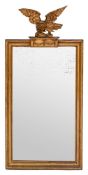 A late 19th Century gilt wood and gesso pier mirror:, of rectangular shape,