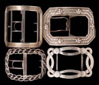 A George III silver and steel shoe buckle, maker William Hall,