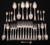 Six matched silver Kings pattern tablespoons and six table forks,