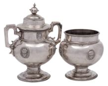 An American coin silver two-handled cup and cover, maker Albert Coles,