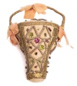 A late 17th/early 18th century pin cushion: of basket-shaped outline,