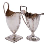 A George III pedestal cream jug, maker Peter & Ann Bateman, London, 1793: of helmet type,