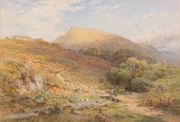 Harry Sutton Palmer [1854-1933]- Drover and sheep in an upland valley,