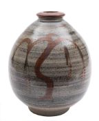 *David Leach [1911-2005] a stoneware vase: of oviform and decorated with a willow tree in shades of