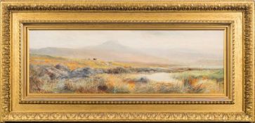 William Widgery [1822-1893]- A Dartmoor view,:- signed, watercolour, 23 x 71cm.