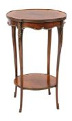 A French rosewood and brass and gilt metal mounted two tier occasional table:,