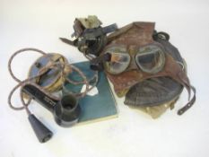 A group of four post -war flying helmets: together with an RAF logbook for '3033631 Partridge No 4