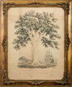 'Genealogical Tree of British Naval Victors': monochrome engraving after James Egan,