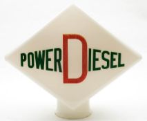 A Haliware 'Power Diesel' lozenge shaped glass petrol pump globe:,