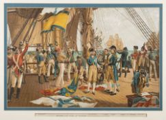 'Nelson's last signal at Trafalgar': coloured print, 41 x 62cm.