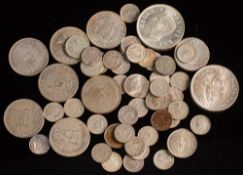 A selection of South African coins: including 1952 and 1953 crowns, 1928 and 1932 half crowns,