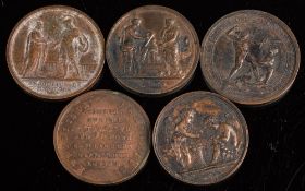 A group of five 40mm Napoleonic medallions.
