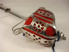 An Elizabeth II Scottish broadsword: straight blade over basket hilt and pierce work guard,