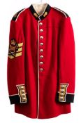 A Grenadier Guards Sergeants tunic: of large size, chest 42 inches, waist 35 1/2 inches.