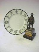 A bronzed metal figure of a Gurkha on an ebony plinth inscribed '3/9th Gurkha Rifles 1917-1921',