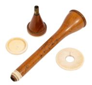 A rare early 19th century boxwood and ivory Piorry stethoscope, circa 1828: of four sections,