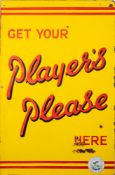 An enamel advertising sign 'Get Your Player's Please Here',