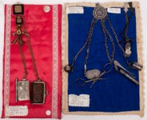 A 19th century steel chatelaine: with accoutrements,