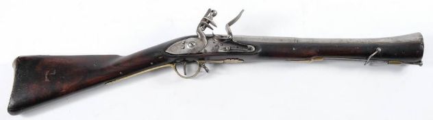 A 19th century Anglo-Indian flintlock blunderbuss: the 16 3/4 inch two stage steel barrel with