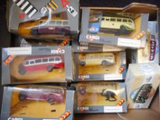 Corgi Classics and Corgi Classic Commercials: thirteen Bedford OB type Coaches: various liveries