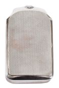 A silver plated Vauxhall radiator cigarette case: with enamel badge over an engine milled grill