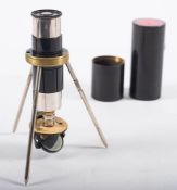 An early 20th century German oxidised brass 'Junior' portable field microscope attributed to