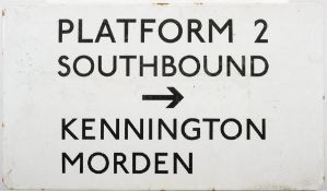 A London Underground enamel Northern Line 'Platform 2' sign by Garnier: 'Southbound.